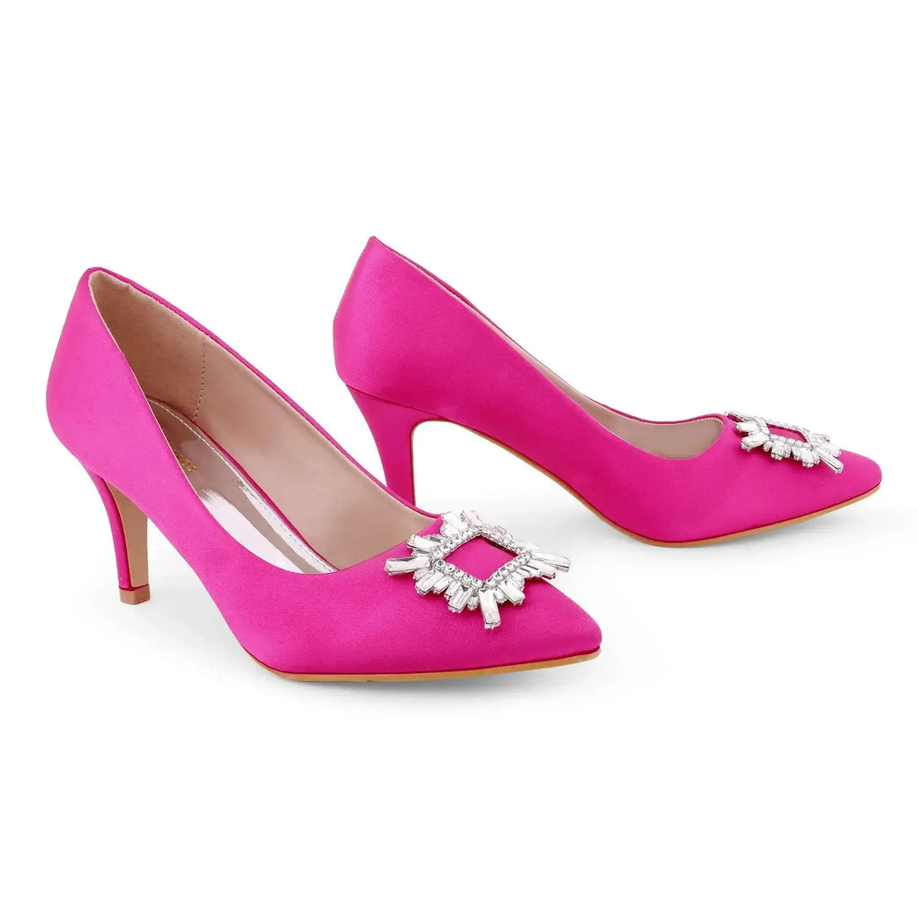 Gaga Crystal Broach Fuschia Pumps - Lino Perros