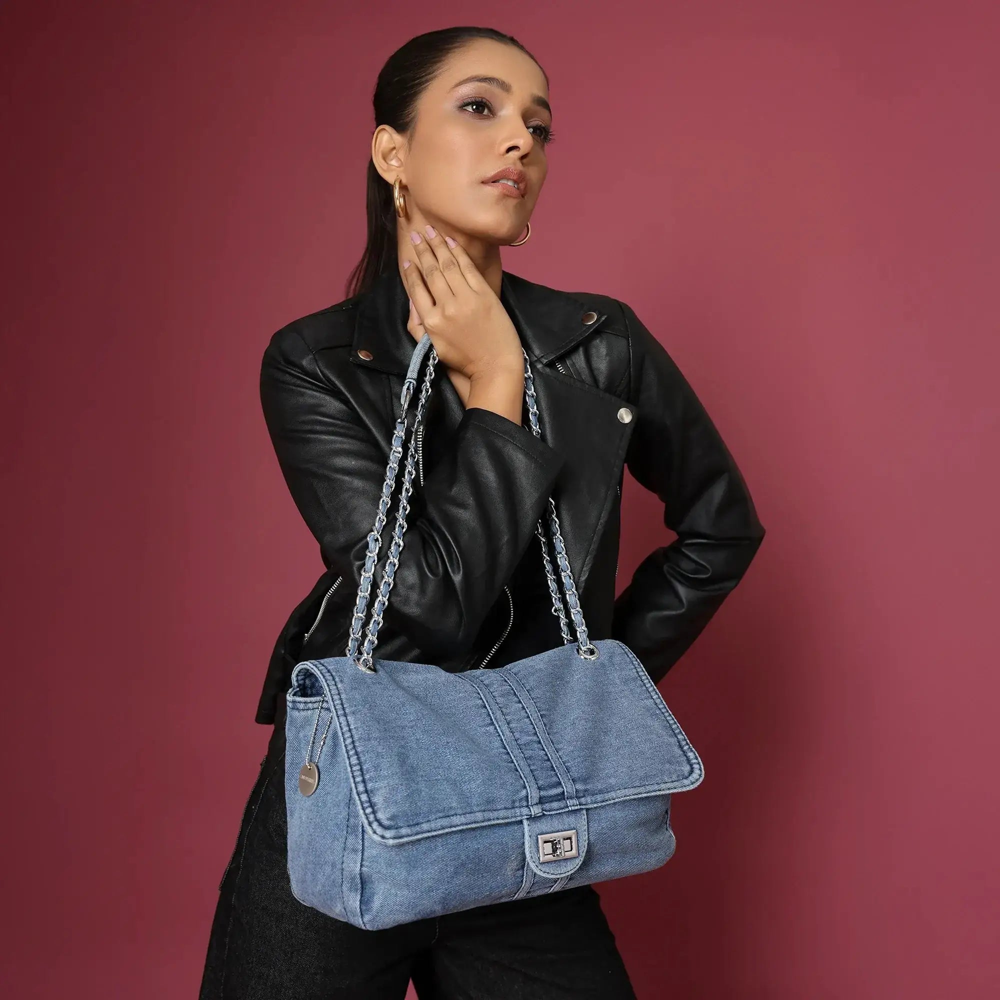 Harper Chic Denim Shoulder Bag - Lino Perros