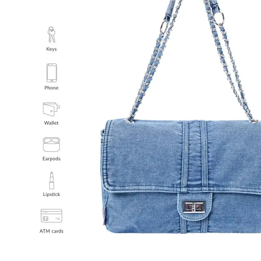 Harper Chic Denim Shoulder Bag - Lino Perros