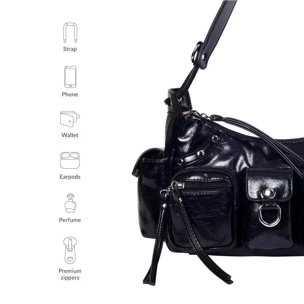 Harper Utility Black Shoulder Bag - Lino Perros