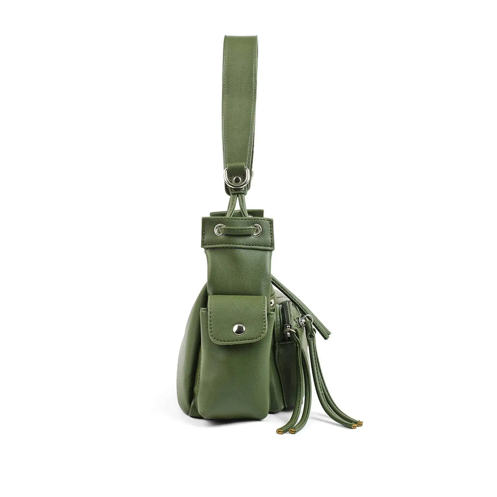 Harper Utility Olive Shoulder Bag - Lino Perros