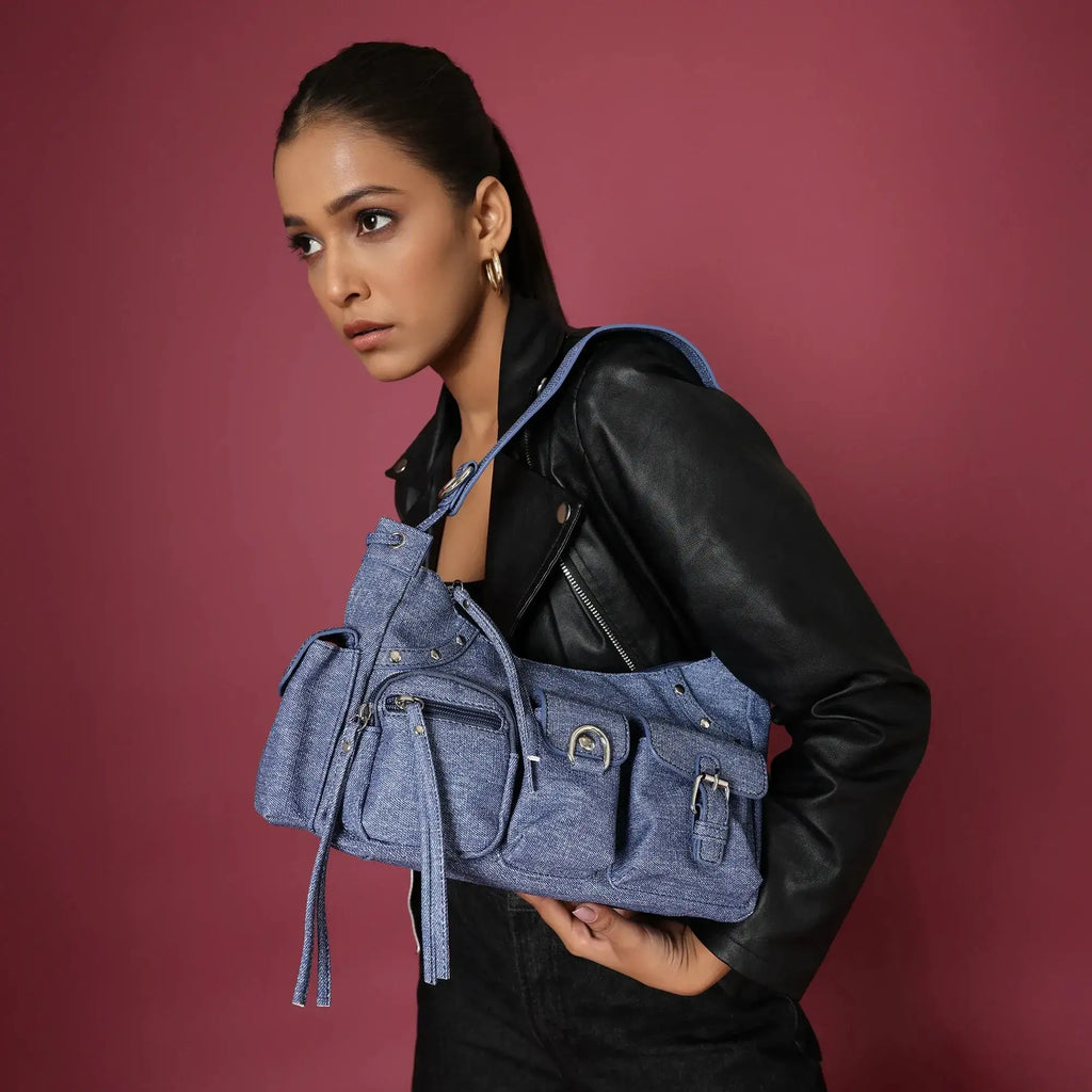 Harper Utility Blue Shoulder Bag - Lino Perros