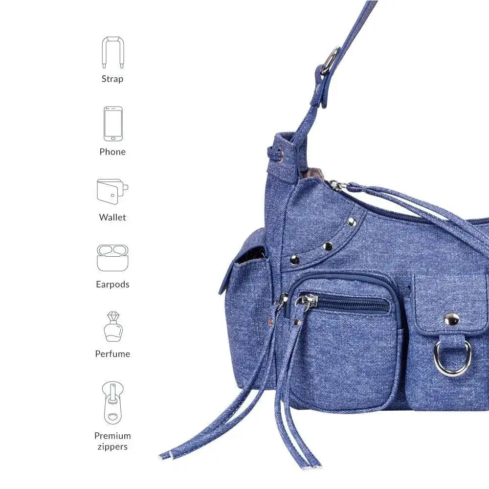 Harper Utility Blue Shoulder Bag - Lino Perros