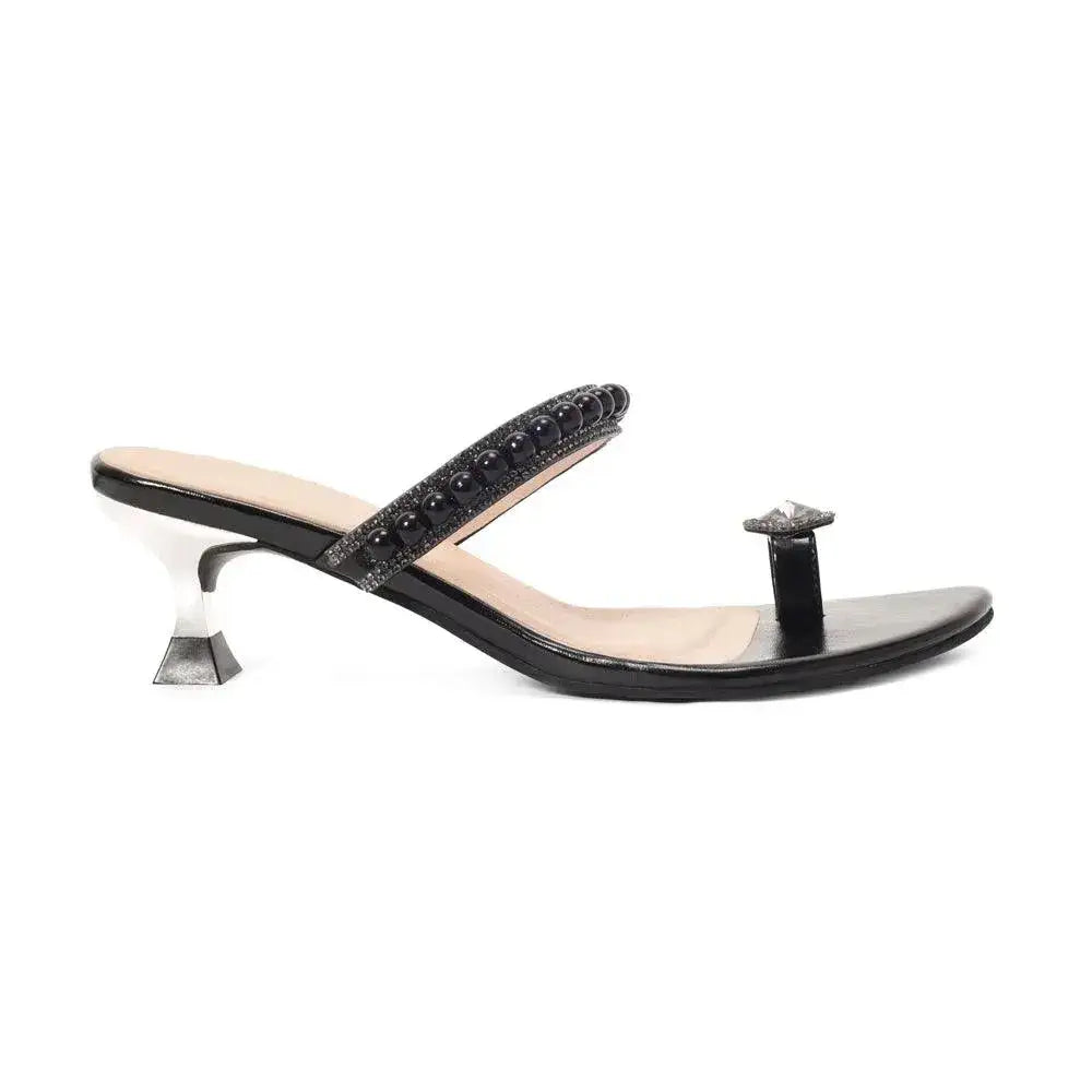 Hepburn Pearl Embellished Black Heels - Lino Perros