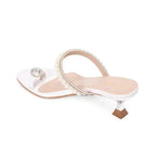 Hepburn Pearl Embellished White Heels - Lino Perros