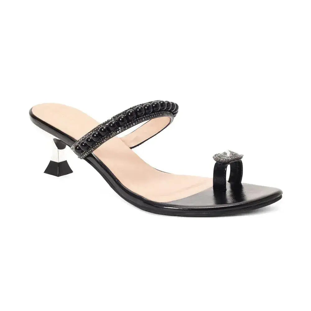 Hepburn Pearl Embellished Black Heels - Lino Perros