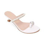 Hepburn Pearl Embellished White Heels - Lino Perros