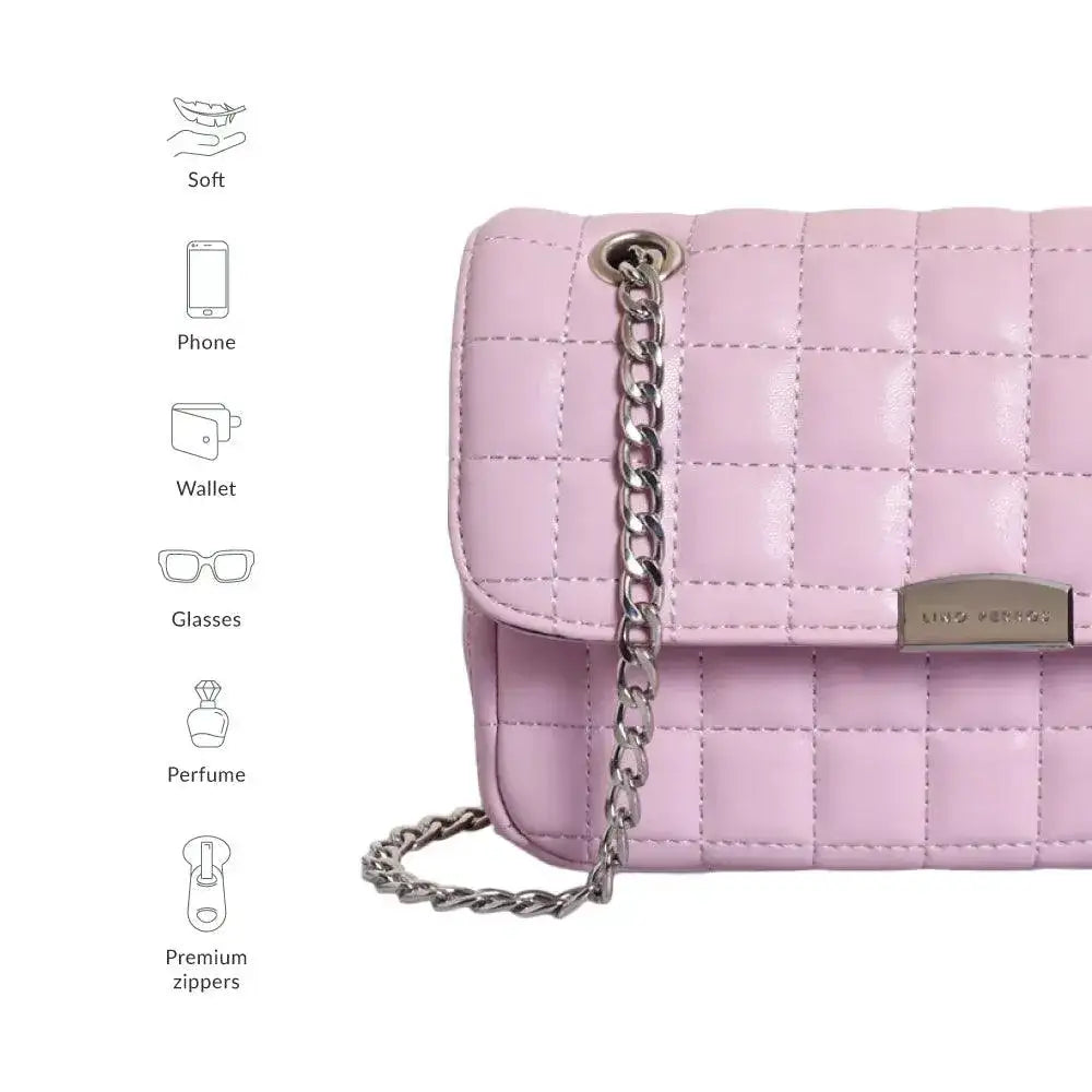 Maddie Checkered Lilac Sling Bag - Lino Perros