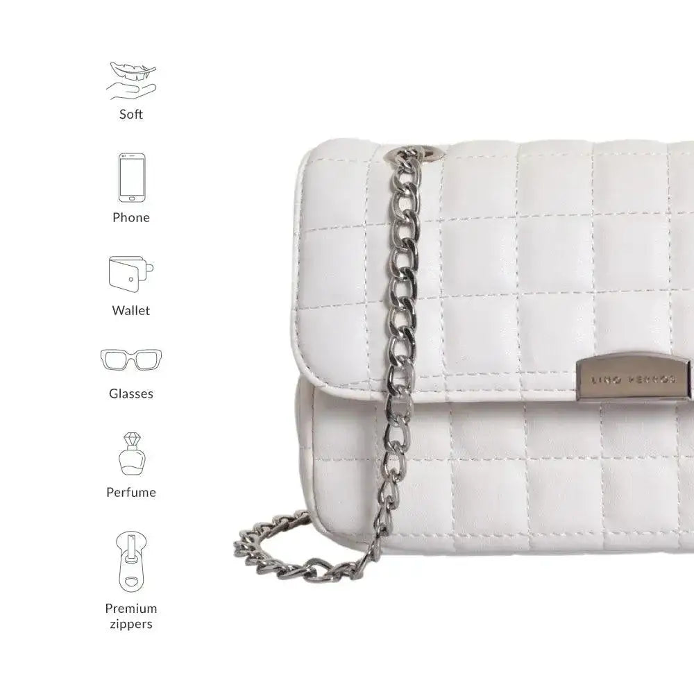 Maddie Checkered White Sling Bag - Lino Perros