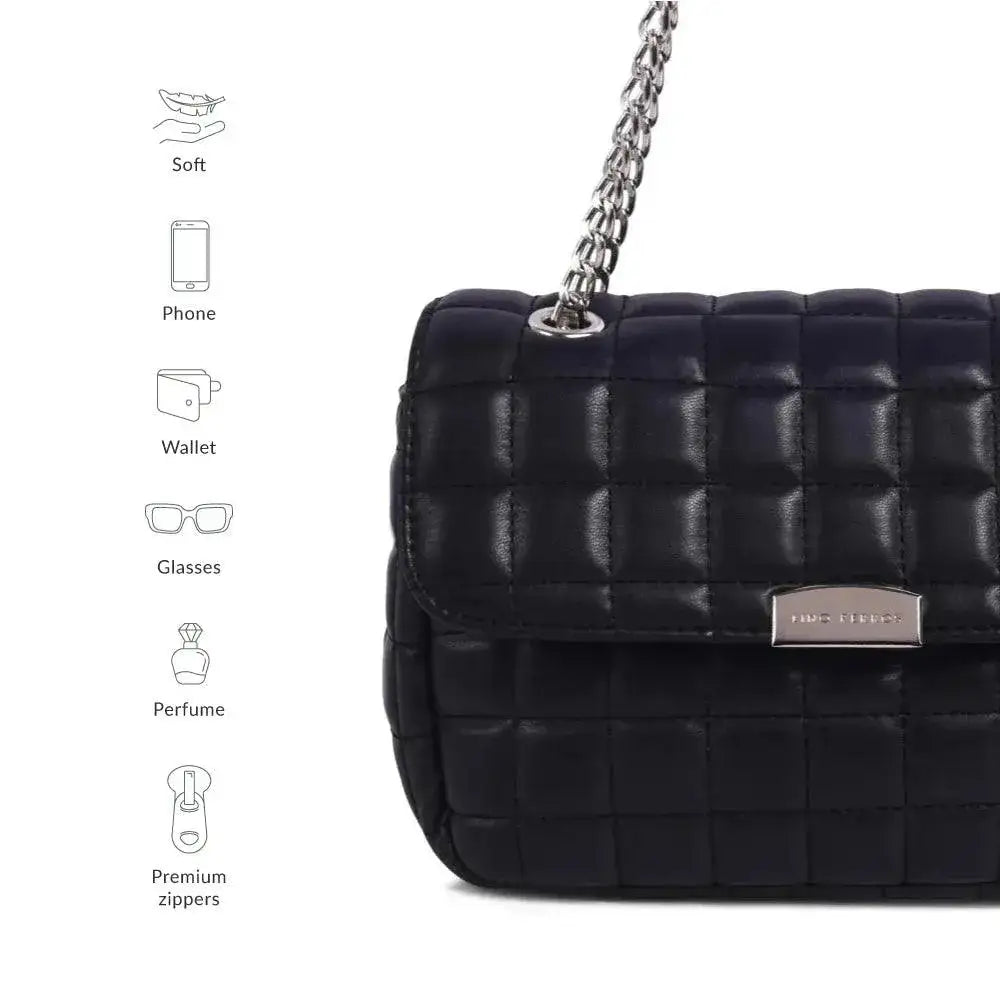Maddie Checkered Black Sling Bag - Lino Perros