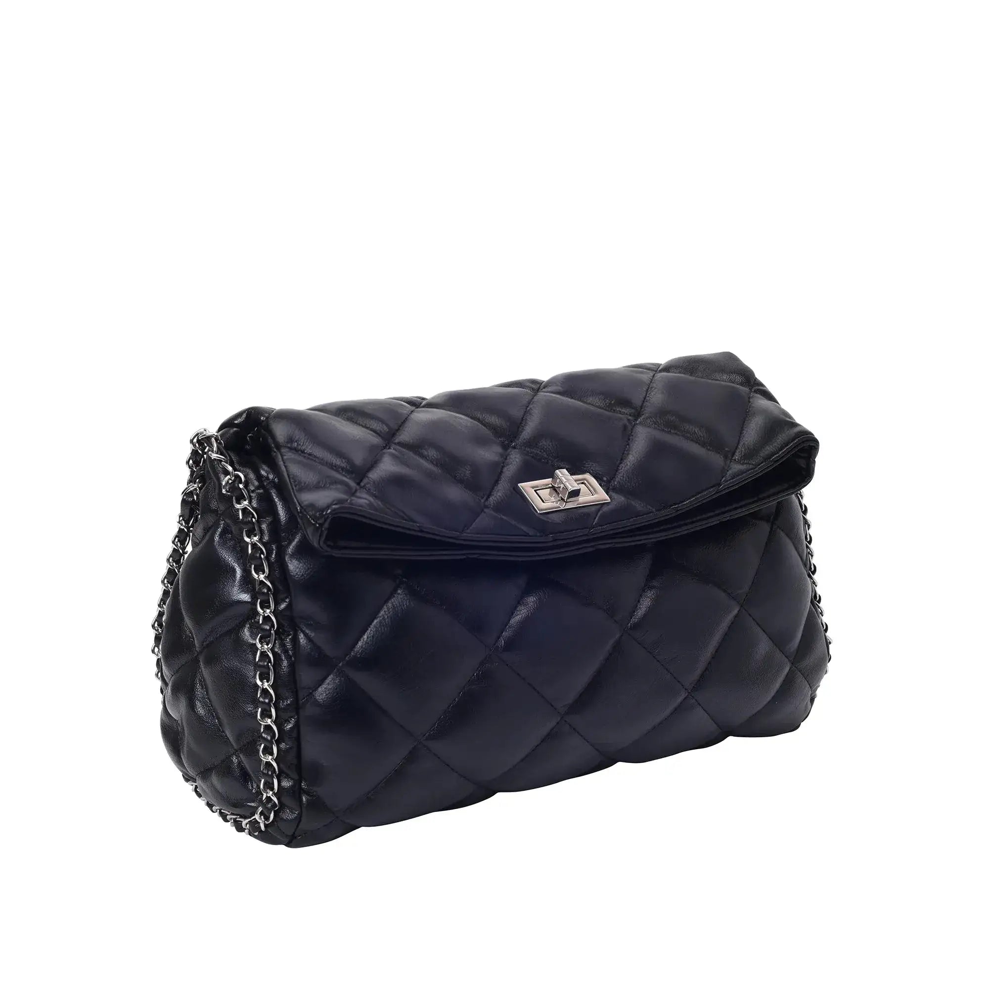 Maddie Fold Black Shoulder Bag - Lino Perros