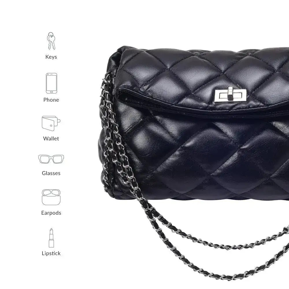 Maddie Fold Black Shoulder Bag - Lino Perros