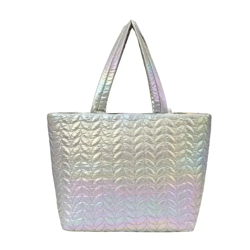 Maddie High Shine Silver Tote Bag - Lino Perros