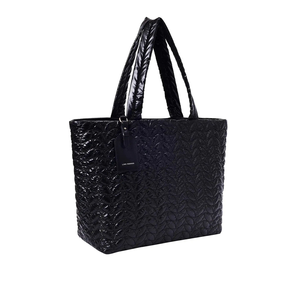Maddie High Shine Black Tote Bag - Lino Perros