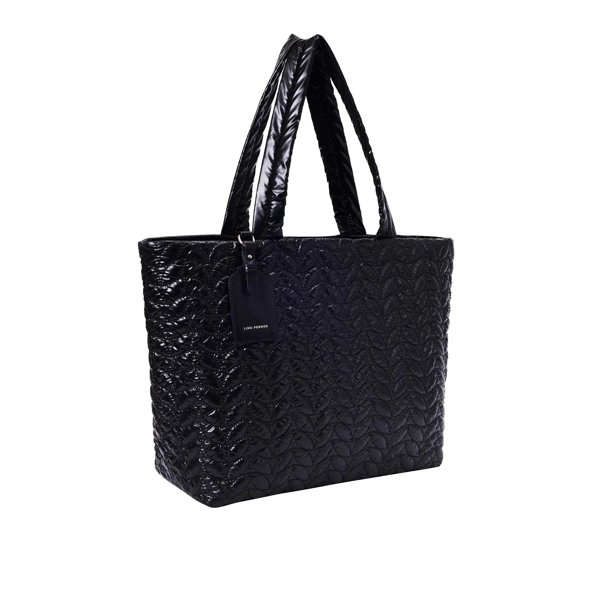 Maddie High Shine Black Tote Bag - Lino Perros