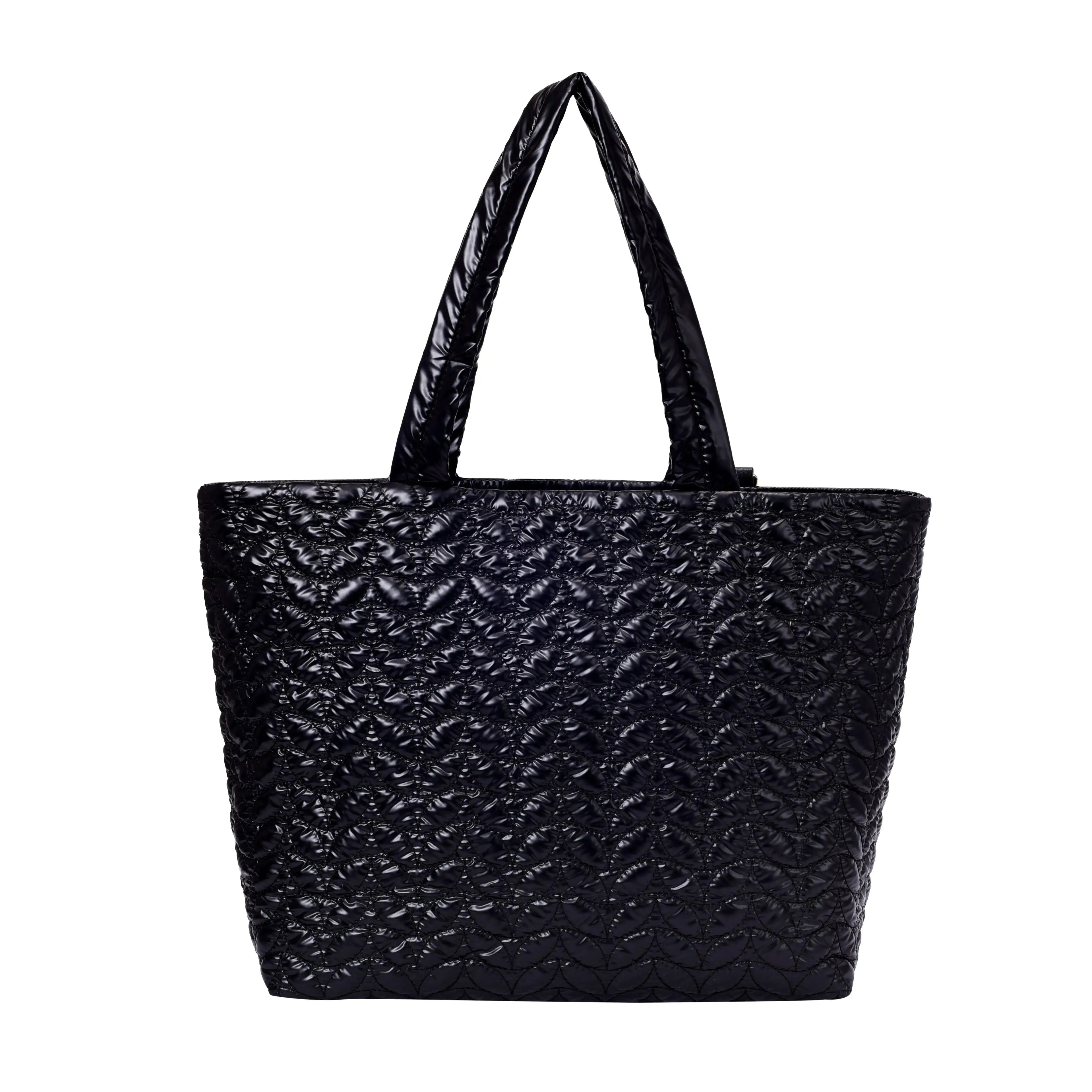 Maddie High Shine Black Tote Bag - Lino Perros