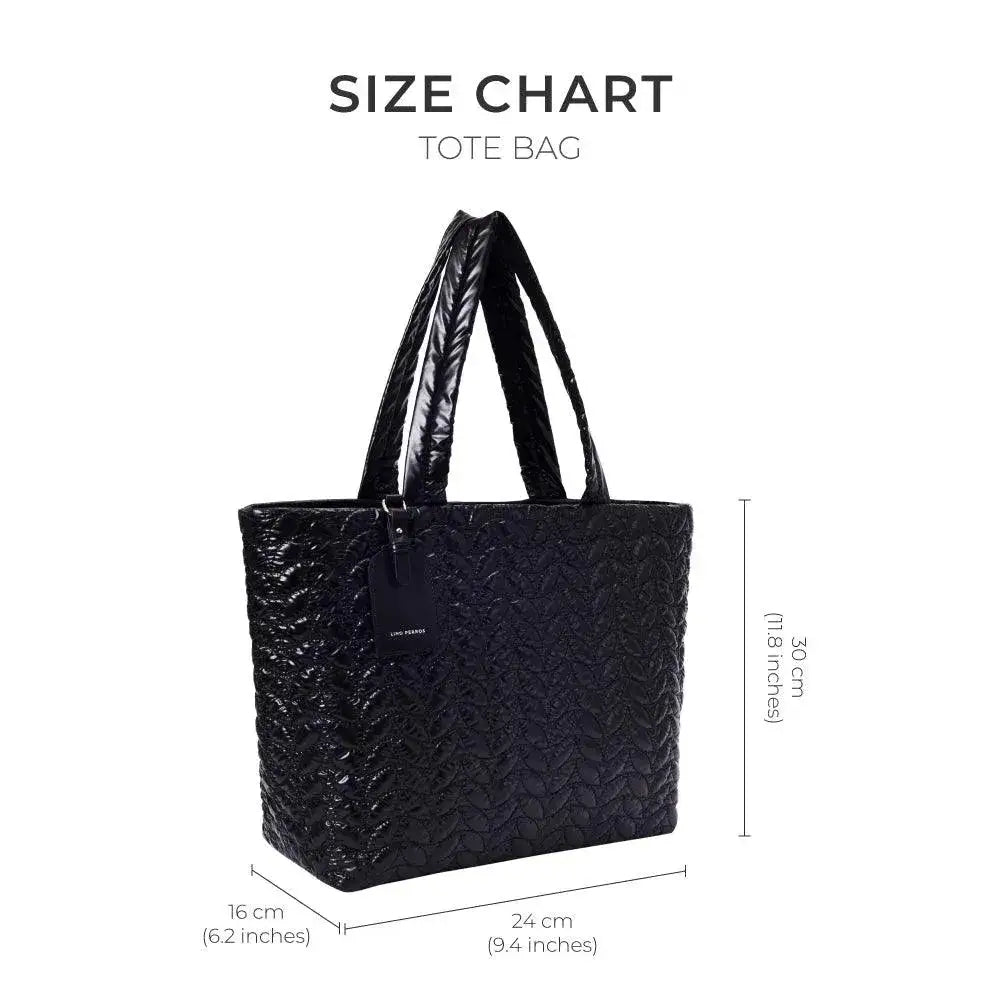 Maddie High Shine Black Tote Bag - Lino Perros
