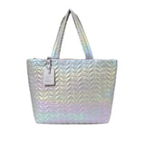 Maddie High Shine Silver Tote Bag