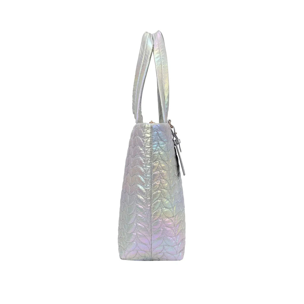 Maddie High Shine Silver Tote Bag - Lino Perros