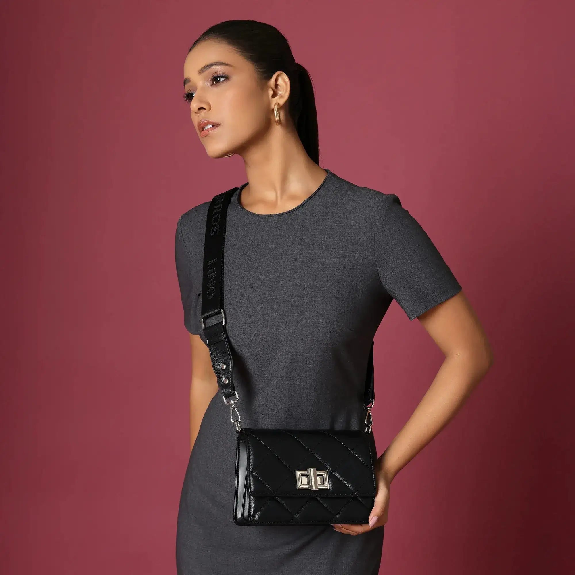 Maddie Mini Twisted Black Shoulder Bag - Lino Perros