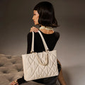 Maddie Quilted White Tote Bag - Lino Perros