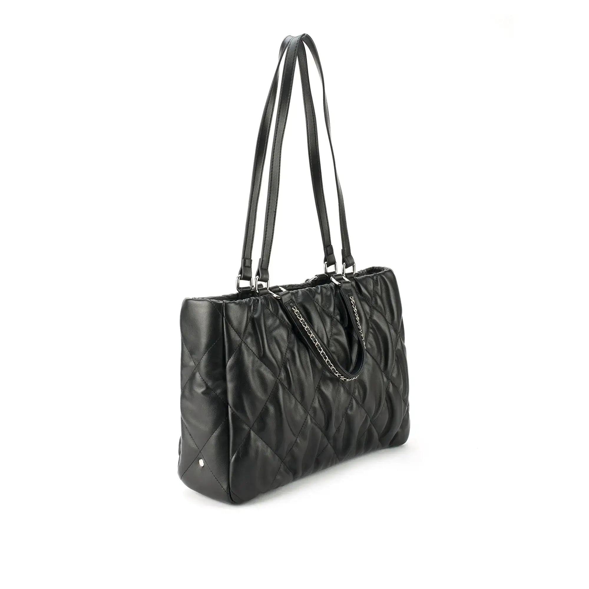 Maddie Quilted  Black Tote Bag - Lino Perros