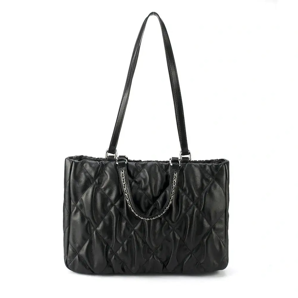 Maddie Quilted  Black Tote Bag - Lino Perros
