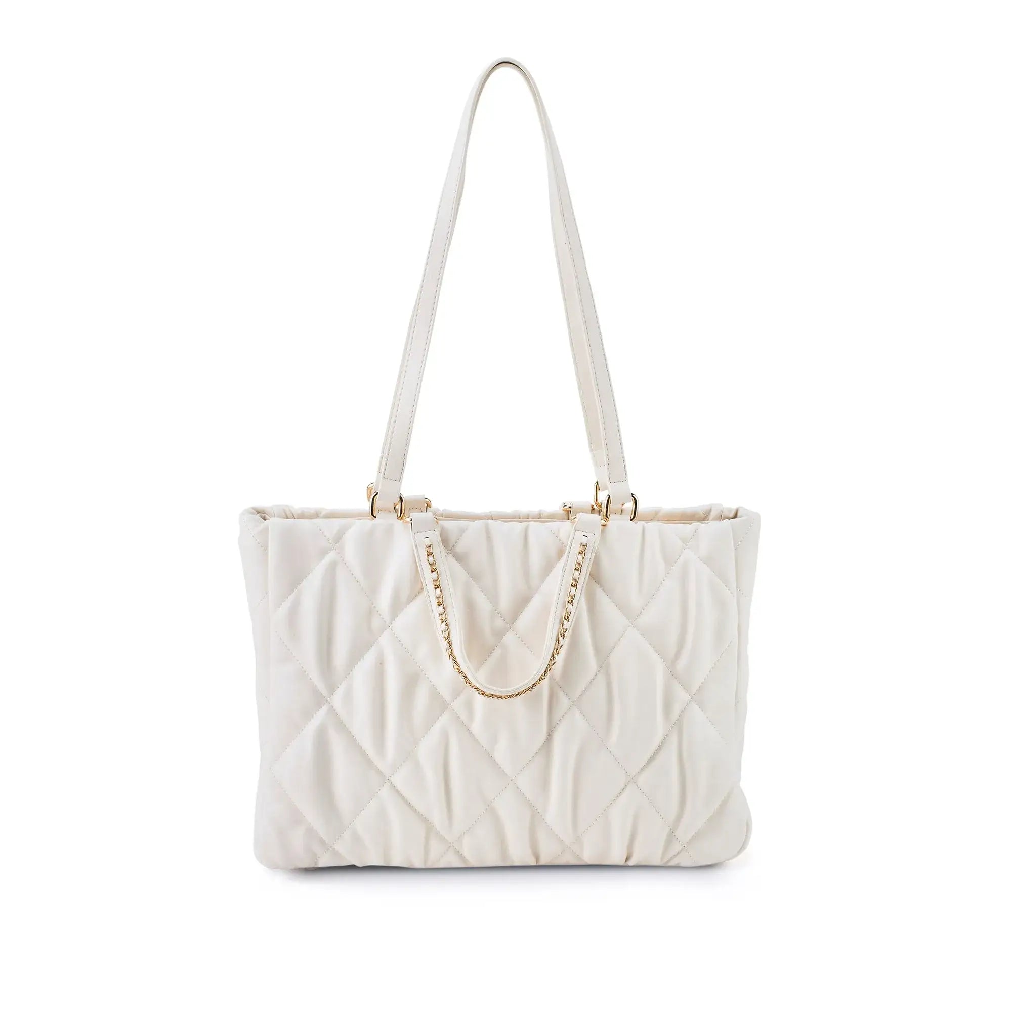Maddie Quilted White Tote Bag - Lino Perros
