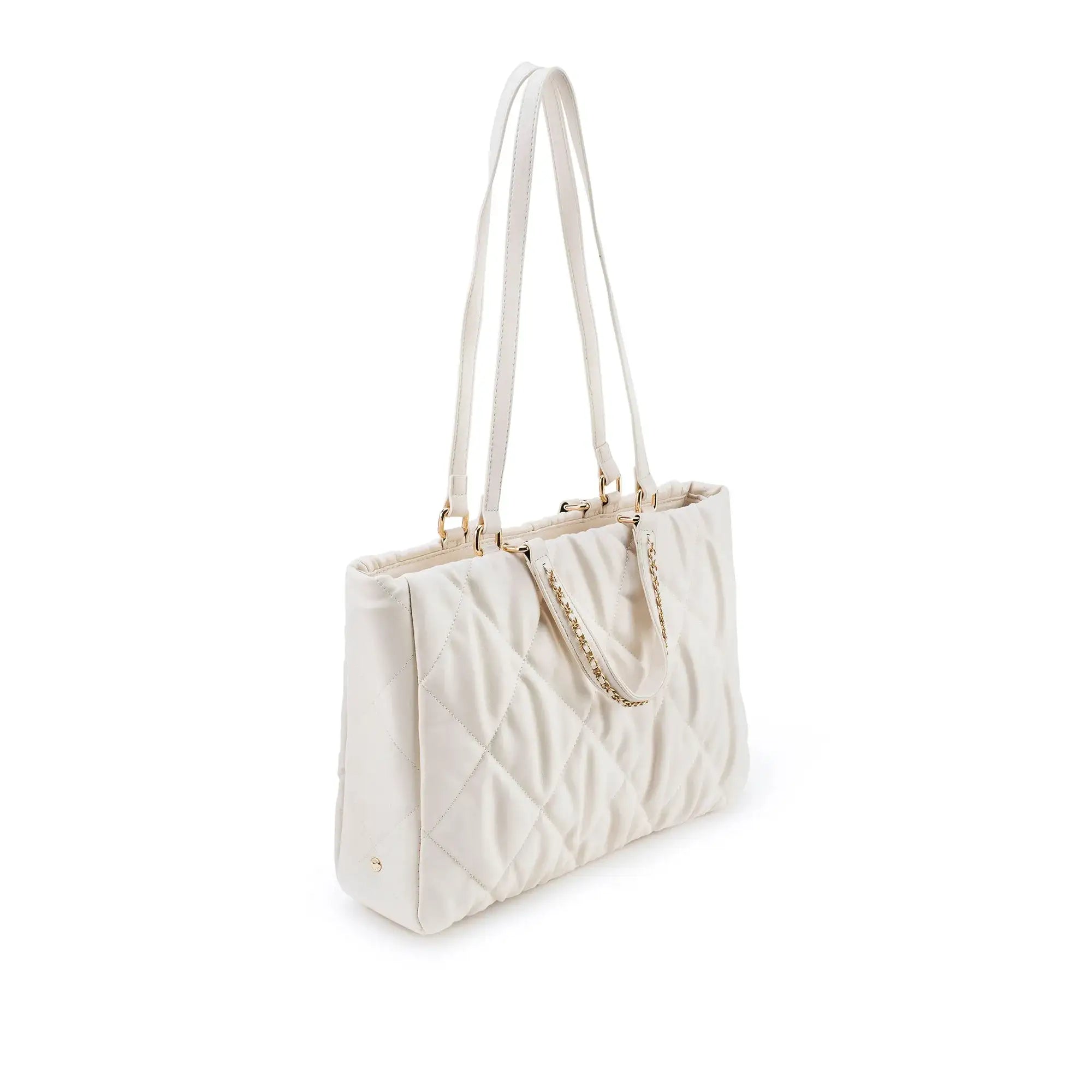 Maddie Quilted White Tote Bag - Lino Perros