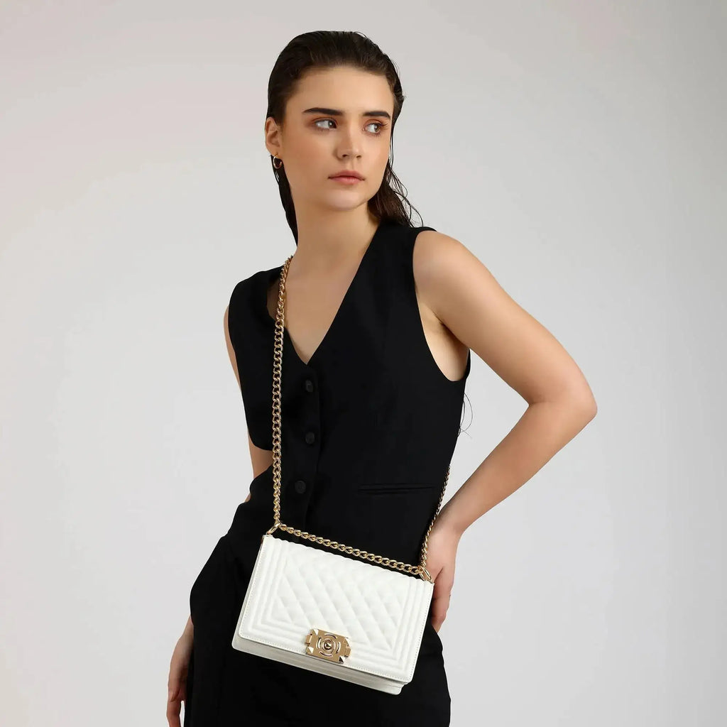 Maddie Revolution White Shoulder Bag - Lino Perros