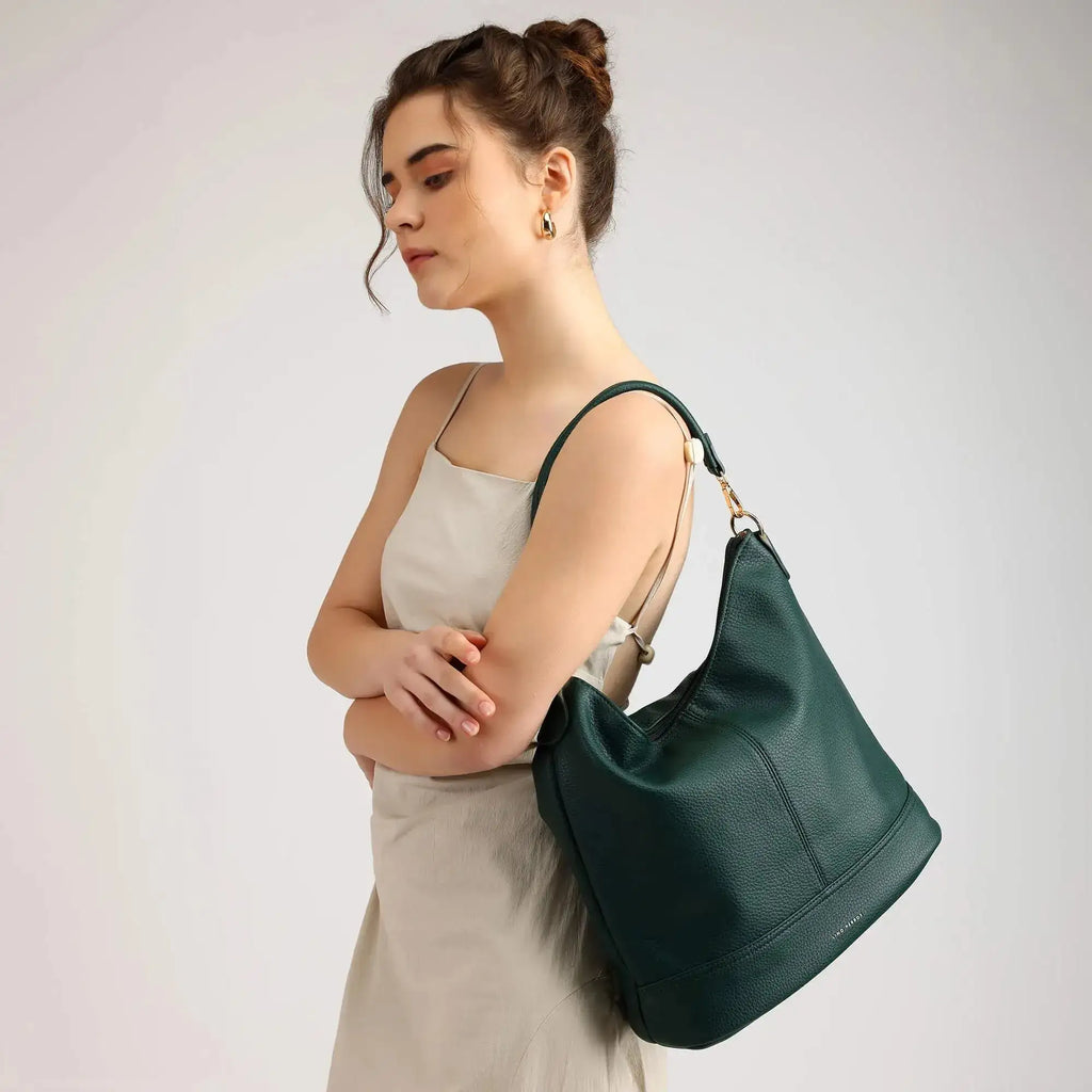 Maddie Travel Dark Green Hobo Bag - Lino Perros