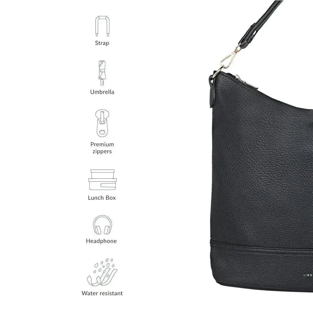 Maddie Travel Black Hobo Bag - Lino Perros