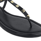 Mary Cultured Rock Studded Black Flats - Lino Perros