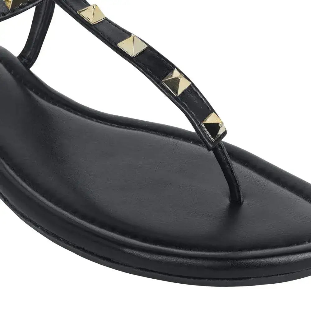 Mary Cultured Rock Studded Black Flats - Lino Perros