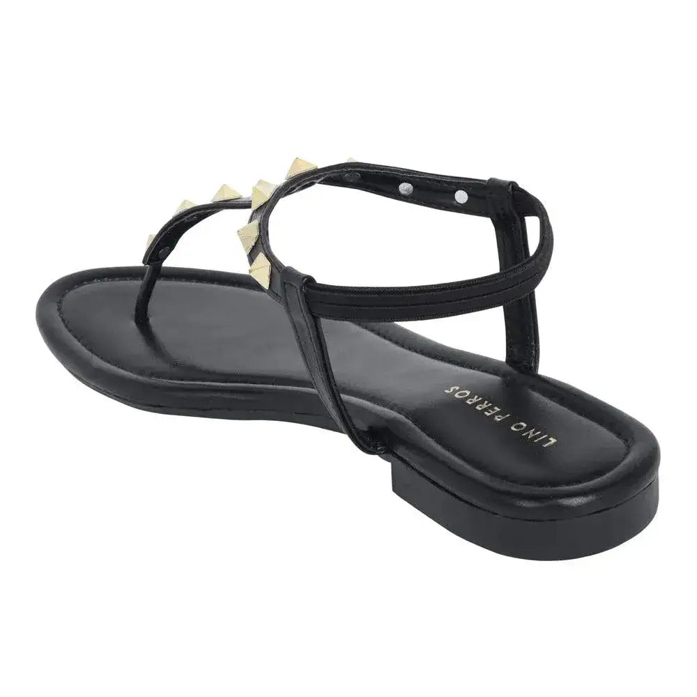 Mary Cultured Rock Studded Black Flats - Lino Perros