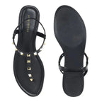 Mary Cultured Rock Studded Black Flats - Lino Perros