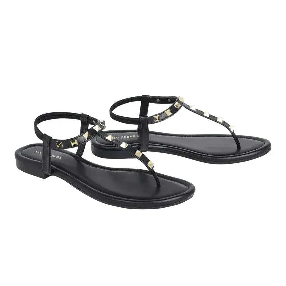 Mary Cultured Rock Studded Black Flats - Lino Perros