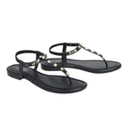 Mary Cultured Rock Studded Black Flats - Lino Perros