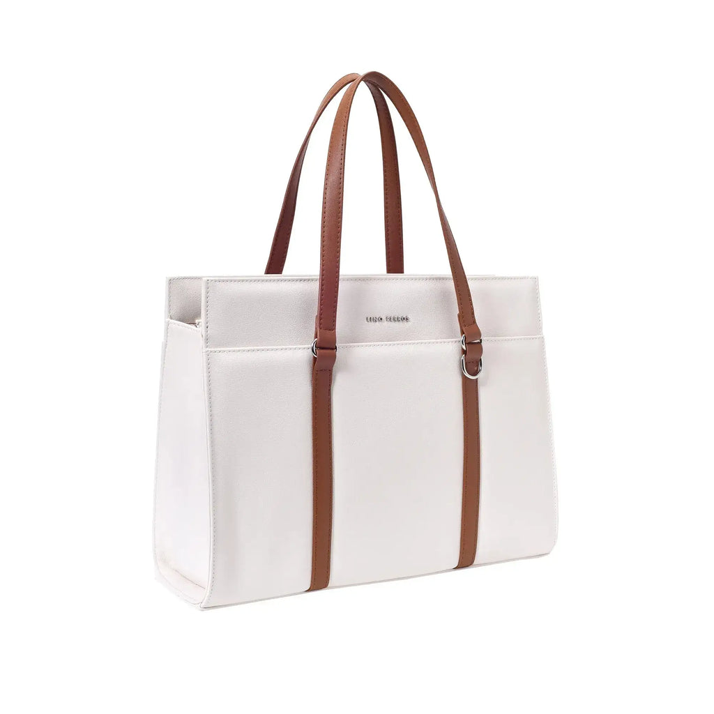 Monroe Accented Durable White Tote Bag - Lino Perros