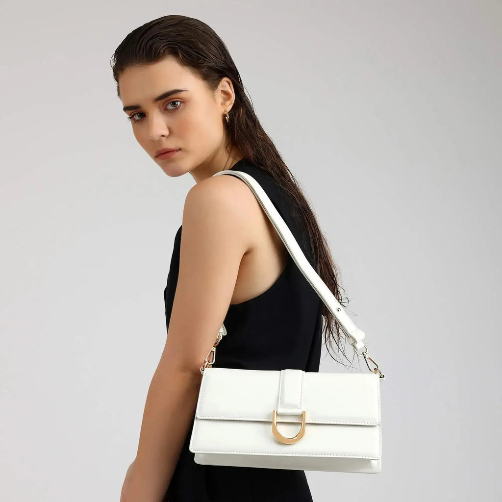 Monroe Focus White Shoulder Bag - Lino Perros