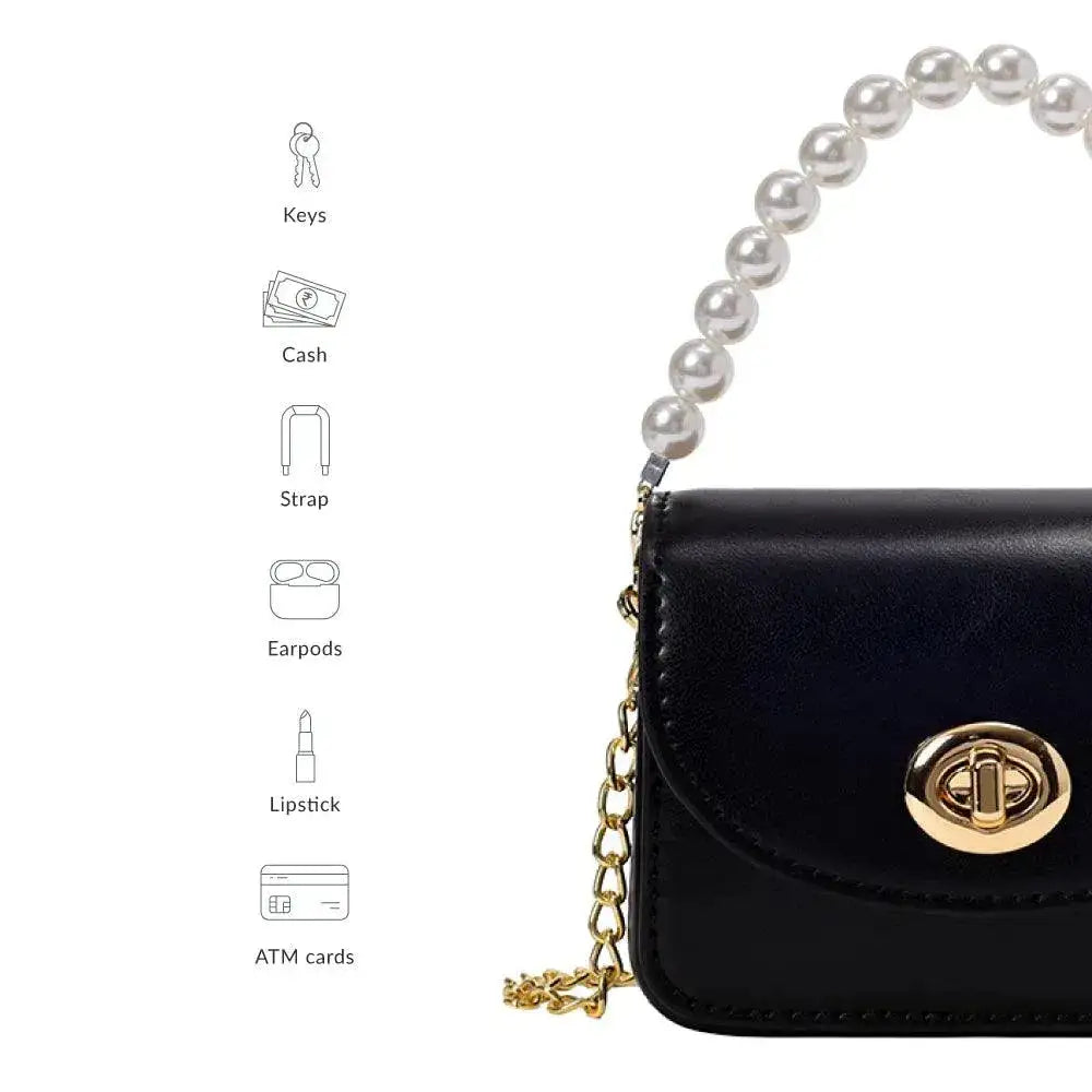 Monroe Mini Pearl Black Sling Bag - Lino Perros
