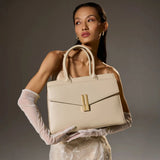 Monroe Structured Beige Satchel Bag