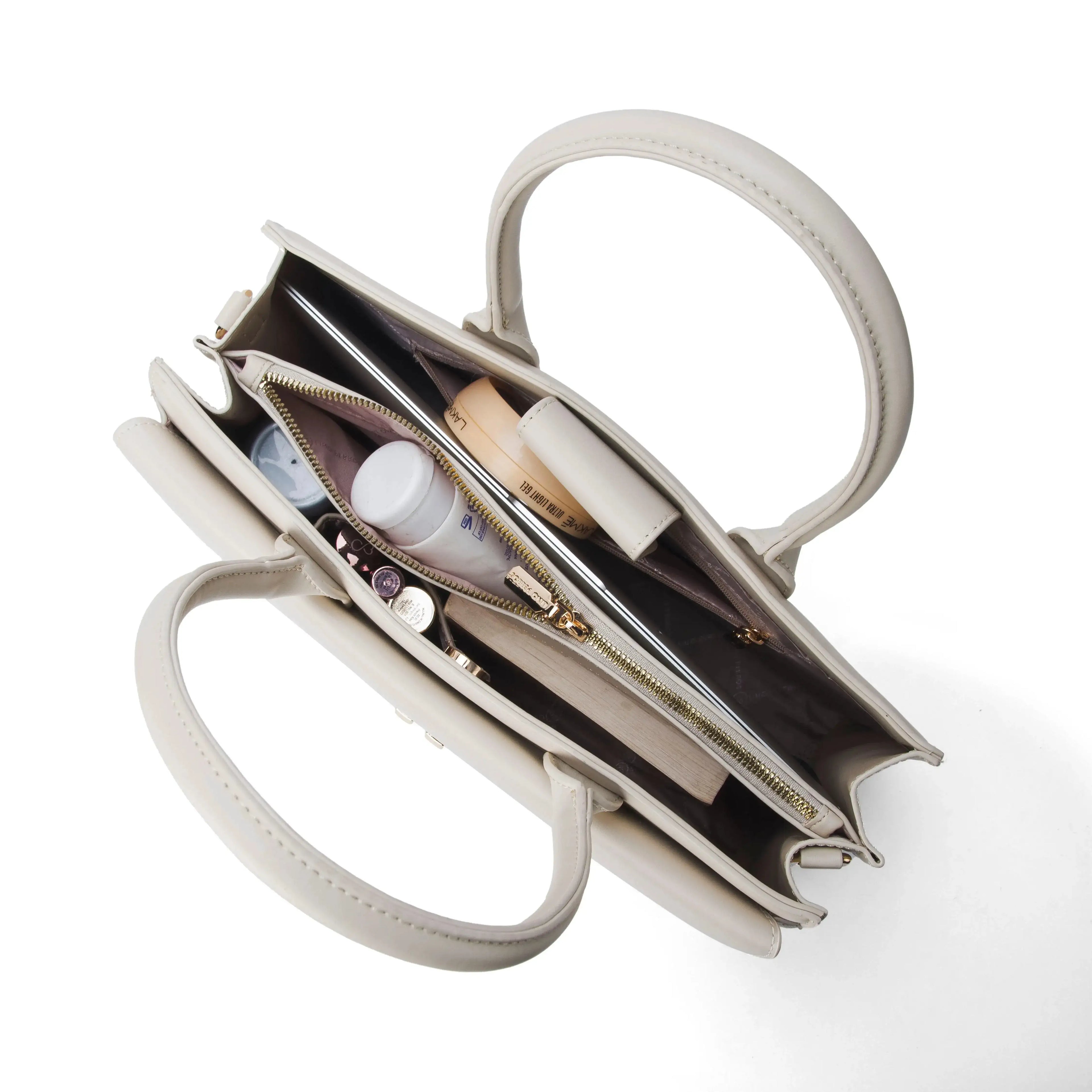 Monroe Structured Beige Satchel Bag - Lino Perros