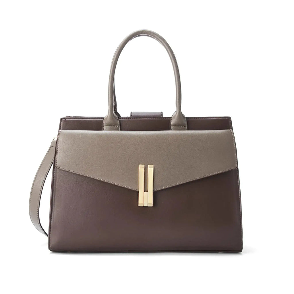 Monroe Structured Brown Satchel Bag - Lino Perros