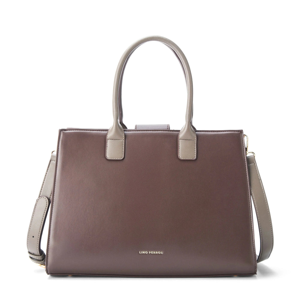 Monroe Structured Brown Satchel Bag - Lino Perros
