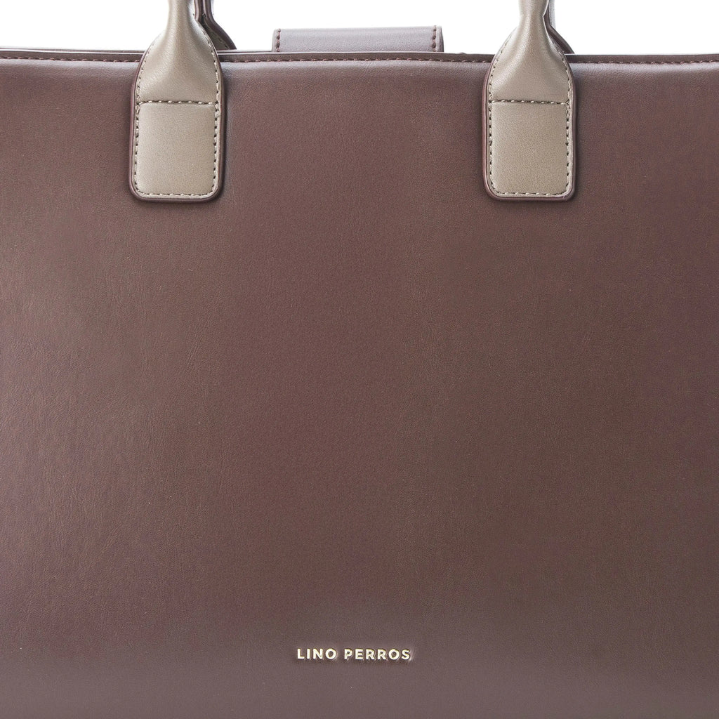 Monroe Structured Brown Satchel Bag - Lino Perros