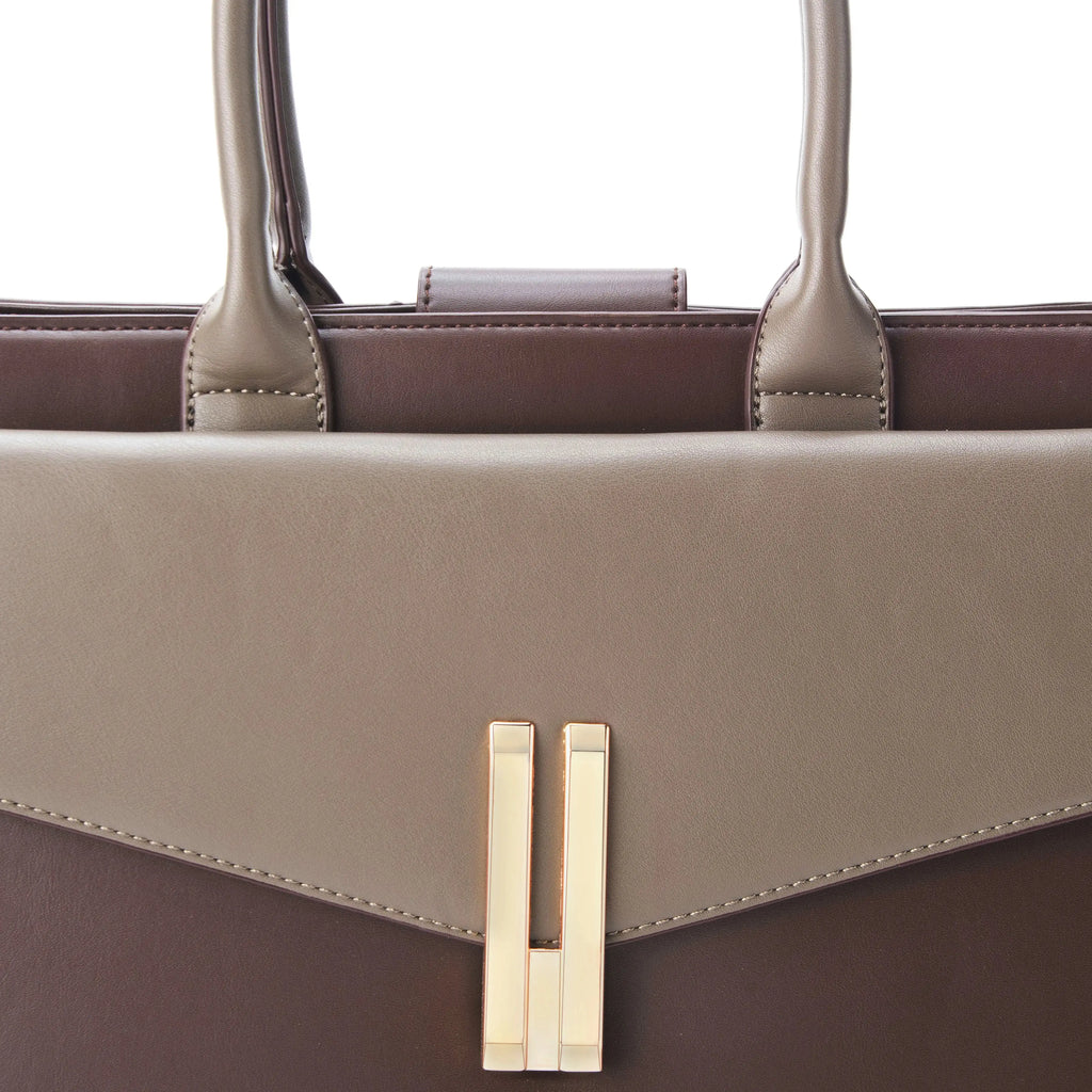 Monroe Structured Brown Satchel Bag - Lino Perros
