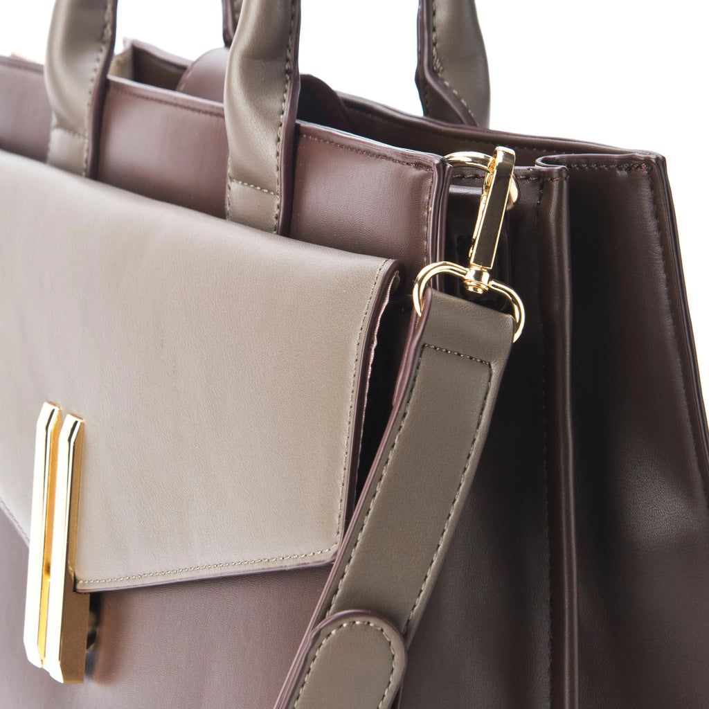 Monroe Structured Brown Satchel Bag - Lino Perros