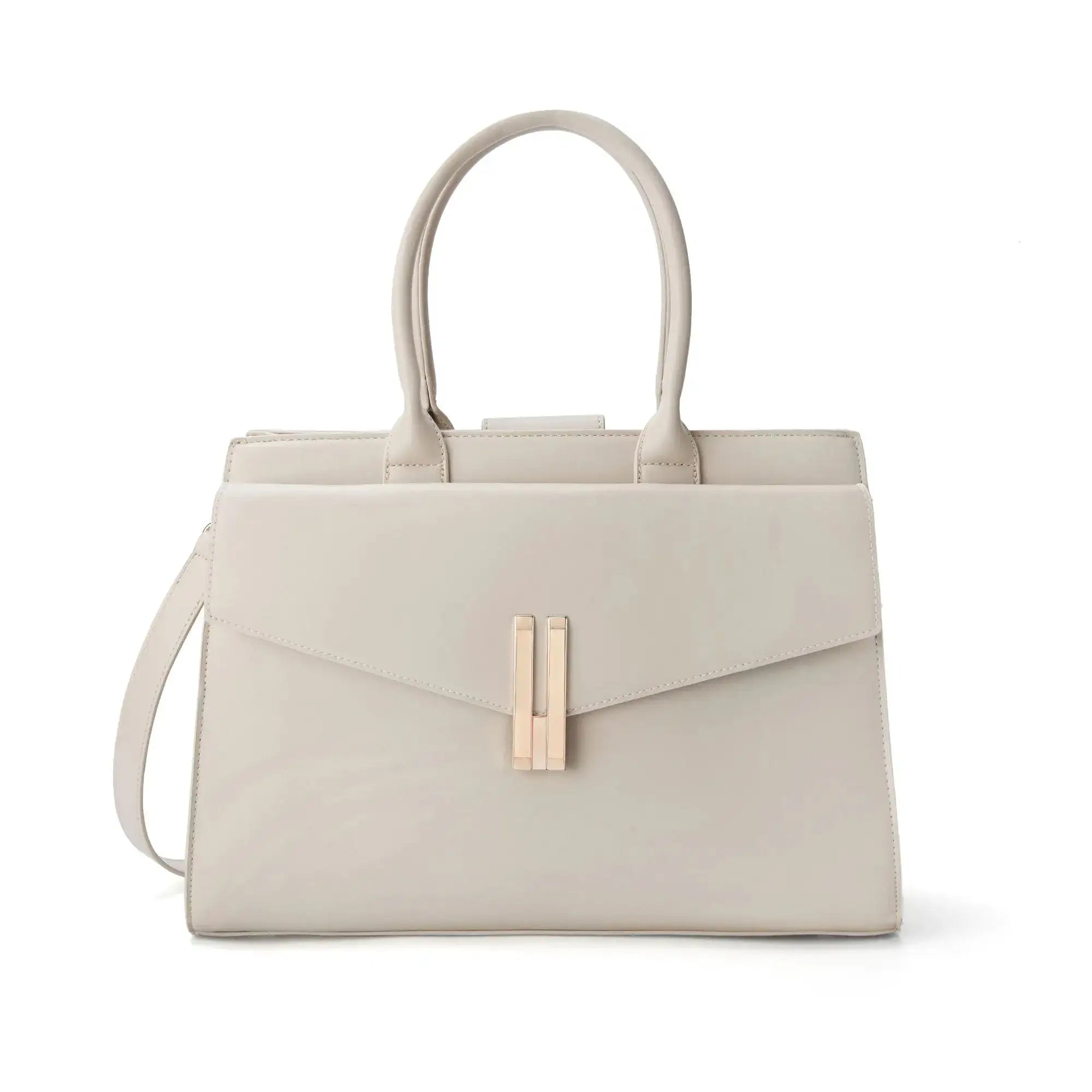 Monroe Structured Beige Satchel Bag - Lino Perros