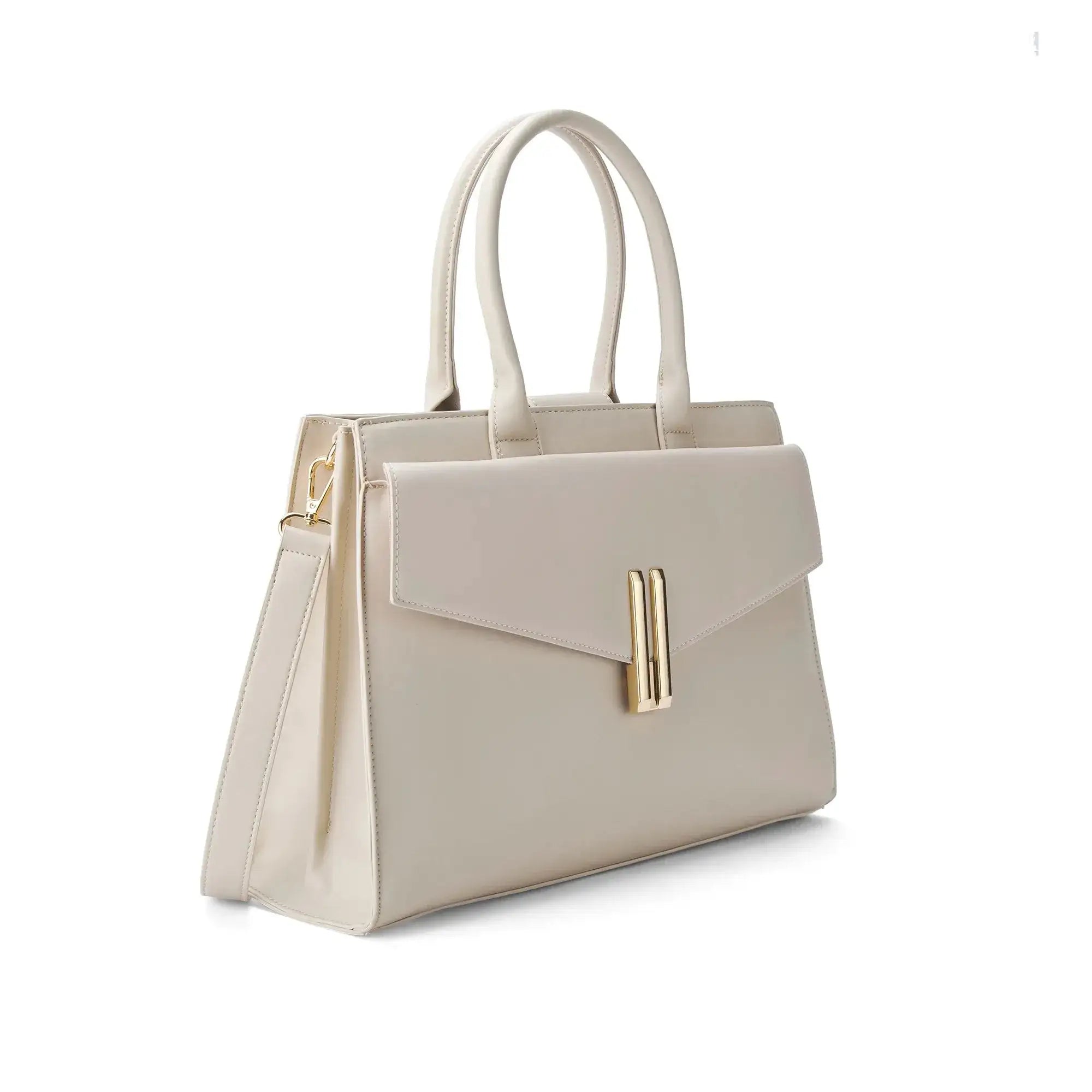 Monroe Structured Beige Satchel Bag - Lino Perros